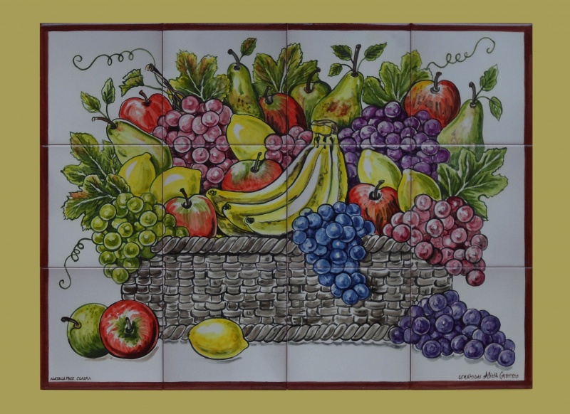mural de ceramica bodegon frutas rustico