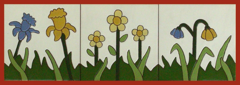 mural azulejos ceramica floral