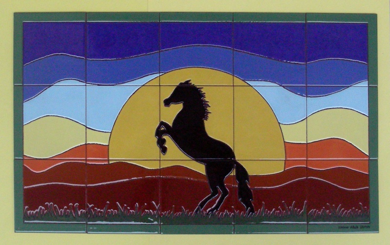 mural de ceramica caballo