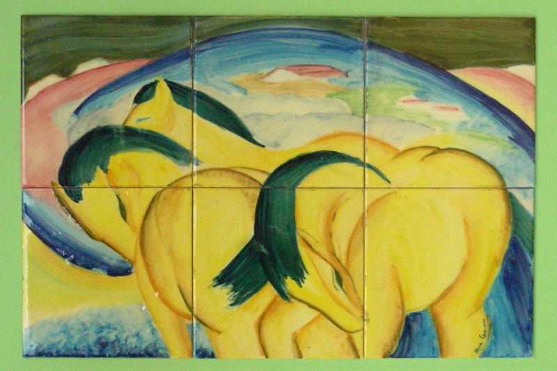 mural de ceramica caballos