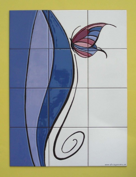 mural ceramico mariposa