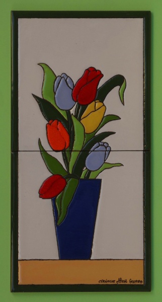 mural azulejos ceramica flores