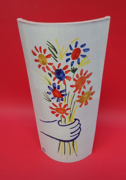 teja de ceramica pintada a mano flores